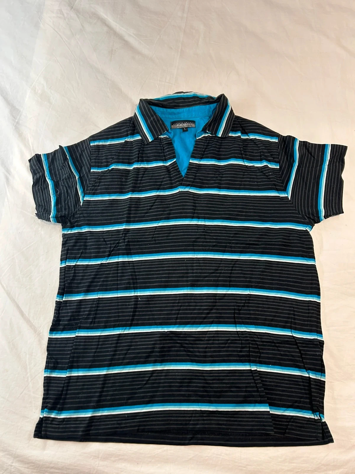 Polo à rayures noir bleu studio Armand Thierry taille L